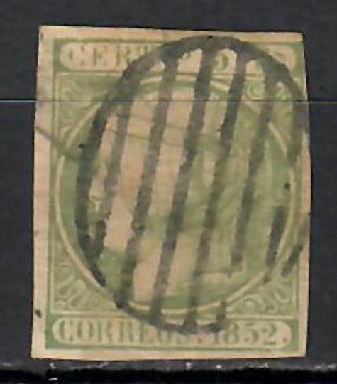 SPAIN 1852 Definitive 5r Yellow-Green. Nice copy with barred oval cancel. - 71003 - FU