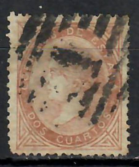 SPAIN 1867 Definitive 2c Deep Brown. Heavy #1 cancel in bars - 71009 - Used