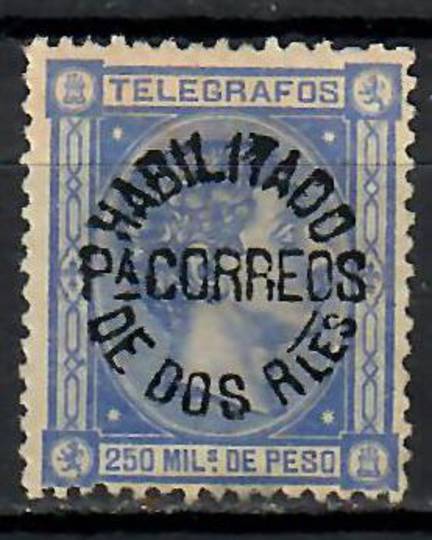 PHILIPPINES 1883 Surcharge on Telegraph Stamp 2r on 250 mil Ultramarine. - 71015 - MNG
