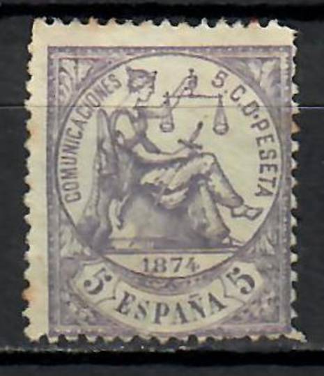 SPAIN 1874 Definitive 5c Bright Mauve. Clean. Hinge Remains - 71017 - Mint