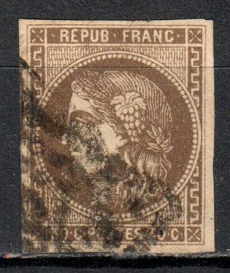 FRANCE 1870 Bordeaux printing 30c Brown. Four margins. - 71062 - FU
