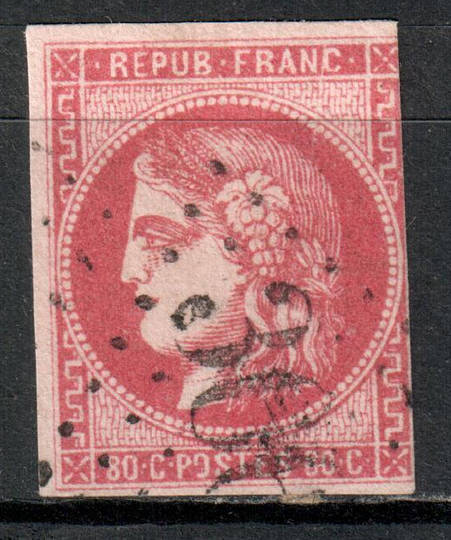 FRANCE 1870 Bordeaux printing 80c Rose-Carmine. Three margins - 71063 - FU