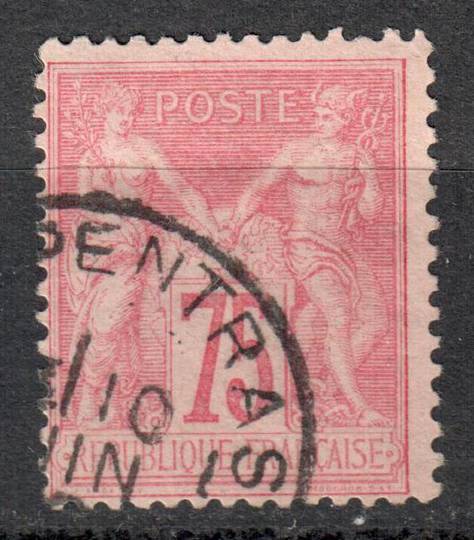 FRANCE 1877 75c Rose. One short perf at top. Clean. - 71068 - FU