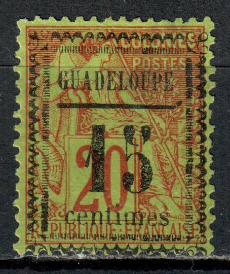 GUADELOUPE 1889 15c on 20c Red on green. Overprint on the French Colonies Genearl Issues type J. - 71085 - Mint