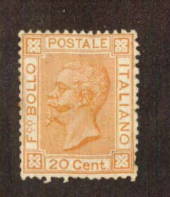 ITALY 1877 20c orange-buff. Very well-centred. Although there is no gum there is no sign of a possible  removed cancel. One ragg
