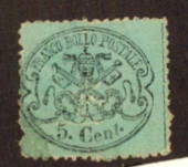PAPAL STATES 1868 Definitive 5c Black on greenish blue. Perf. - 71136 - MNG