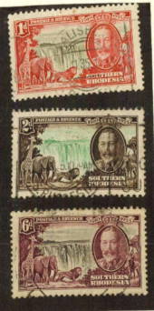SOUTHERN RHODESIA 1935 Silver Jubilee. Thre values. High catalogue but commercial postmarks. - 71138 - Used
