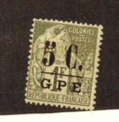 GUADELOUPE 1891 5c on 1f Olive on green.  Overprint on the French Colonies Genearl Issues type J. - 71157 - Mint