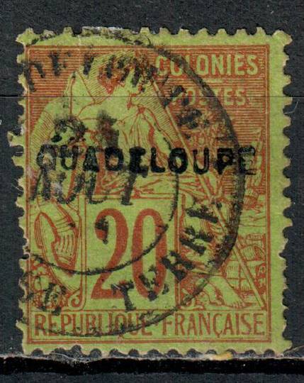 GUADELOUPE 1891 20c Red on green.  Overprint on the French Colonies General Issues type J. Centered west. - 71163 - Used