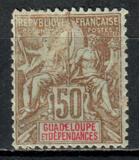 GUADELOUPE 1900 50c Brown on azure. Hinge remains but a very nice copy. - 71177 - Mint