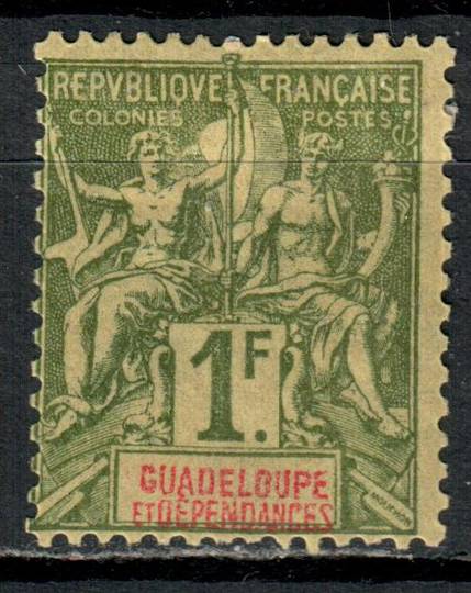 GUADELOUPE 1892 1f Olive-Green on toned. Very nice copy. Slight hinge remains. - 71189 - Mint