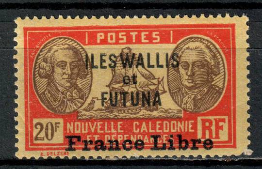 WALLIS and FUTUNA ISLANDS 1941 France Libre 20fr Brown and Scarlet on yellow. Slight gum crease. - 71197 - UHM