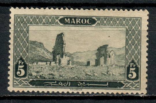 FRENCH MOROCCO 1917 5fr Blackish Green. Good perfs. Gum disturbance from hinge otherwise fine. - 71210 - Mint