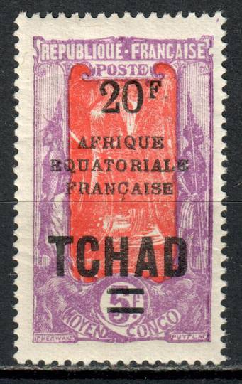 CHAD 1925 Definitive Overprint 20f on 5f Violet and Vermilion. Great perfs. - 71213 - UHM