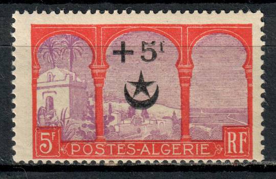 ALGERIA 1927 Wounded Soldiers Charity 5fr + 5fr Mauve and Scarlet. Nice clean copy. Good perfs. - 71219 - UHM