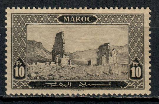 FRENCH MOROCCO 1917 Definitive 10fr Black-Brown. Well centred and good perfs. The top value. Gum adhesion. - 71238 - Mint