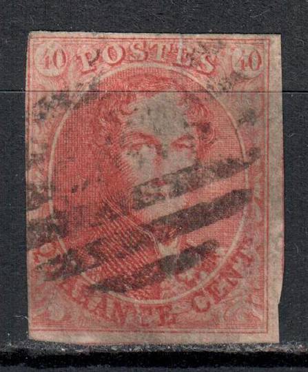BELGIUM 1861 40c Red. Nearly four margins. The fourth is straight up the line. - 71241 - Used
