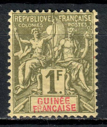 FRENCH GUINEA 1892 Definitive 1fr Olive-Green on cream paper. - 71245 - Mint