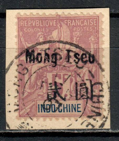 INDO-CHINESE POST OFFICES IN MONGTZE 1906 5Franc on piece. Very nice stamp . Great perfs centering and colour. - 71259 - VFU