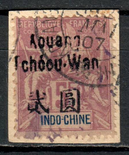 INDO CHINA POST OFFICES IN KWANGCHOW 1906 5F mauve on piece. Good perfs nice colour. - 71262 - VFU