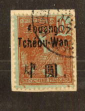 INDO CHINA POST OFFICES IN KWANGCHOW 1906 10f on piece. Good perfs. - 71263 - VFU