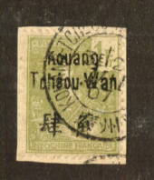 INDO CHINA POST OFFICES IN KWANGCHOW 1906 1f on piece.Good perfs and centering. - 71265 - VFU