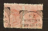 NEW ZEALAND 1882 Victoria 1st Second Sideface 1/- Chestnut.  Perf 12½x11½. Nice pair. - 71285 - FU