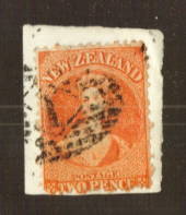 NEW ZEALAND 1862 Full Face Queen 2d Orange. Perf 12½. Reasonable copy soaked off its original piece. - 71290 - Used