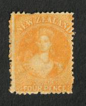 NEW ZEALAND 1862 Full Face Queen 4d Yellow. - 71300 - MNG