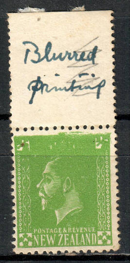 NEW ZEALAND 1915 Geo 5th Definitive ½d Green Blurred print. - 71315 - UHM