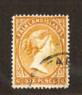 FALKLAND ISLANDS 1891 Victoria 1st Definitive 6d Orange-Yellow. - 71349 - VFU