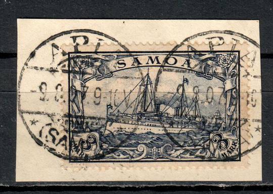 SAMOA 1901 Definitive 3 mark. Nice copy on piece with APIA cds and expertised twice on reverse by Kohler and Bartels. - 71359 -
