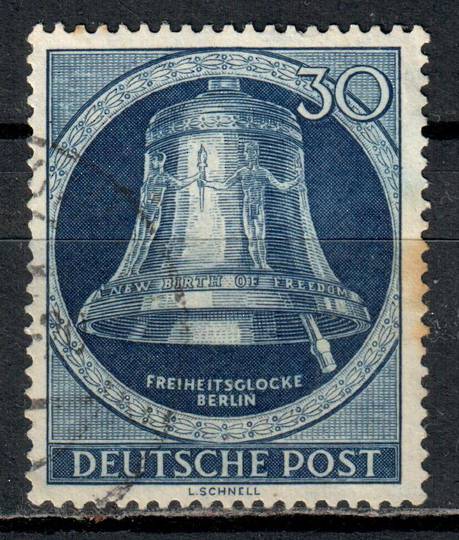 WEST BERLIN 1951 Freedom Bell 30 pf Deep Blue. Clapper to the right. Light cds. Good perfs. - 71364 - FU