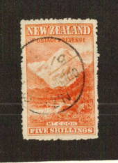 NEW ZEALAND 1898 Pictorial 5/- Mt Cook. Very attractive well cleaned fiscal. - 71378 - FU