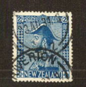 NEW ZEALAND 1926 Geo 5th Definitive 2/- Deep Blue. Jones chalk surfaced paper. Well postmarked but does not cover the face. RIVE