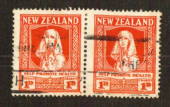 NEW ZEALAND 1930 Help Promote Health. Commercially used pair with slogan cancel. Excellent perfs. Off centre but a cery nice ite