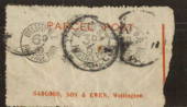 NEW ZEALAND Parcel Label produced by Sargood Son and Ewan Limited Wellington with Wellington Postage Paid frank 6d+3d+1d. Postma