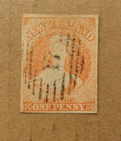 NEW ZEALAND 1855 Full Face Queen 1d Dull Orange. Imperf. No watermark. Richardson print. Four margins. Thin hard VM paper. Four