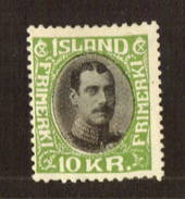 ICELAND 1931 Christian 10th Definitive 10k Black and Yellow-Green. The gum is a strange colour but not toned. - 71404 - Mint