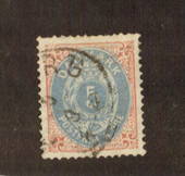 DENMARK 1875 5 ore Ultramarine and Rose. Well centred. Couple of short perfs at top. Fresh colours. - 71415 - FU