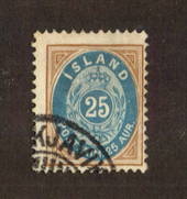 ICELAND 1900. 25aure blue and yellow-brown. Fresh and clean. Good perfs. Shallow hinge thin. - 71423 - Used