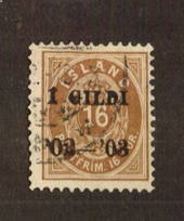 ICELAND 1902 Overprint 1g on 16a Brown. Perf 12.5. Scott #55 cat $US55.00. - 71426 - VFU