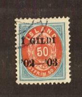 ICELAND 1902 surcharge 1g on 50 aure. Perf 12.5.  Scott #59 $US75.00. - 71430 - VFU