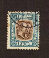 ICELAND 1907 1 Krona Brown and Blue. Some foxing but will easily clean. - 71447 - FU