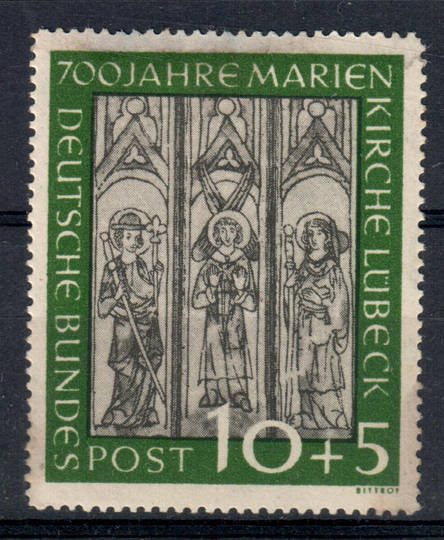 WEST GERMANY 1951 Charity 700th Anniversary of St Mary's Church Lubeck 10pf + 5pf Black and Green. - 71489 - LHM