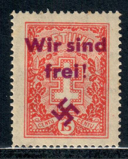 GERMAN OCCUPATION OF LITHUANIA 1941 Lithuanian Definitive overprinted "Wir sind frei" . Unofficial issue not listed by SG. Scarc
