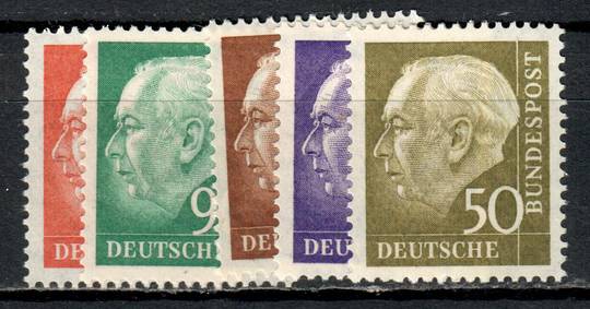 WEST GERMANY 1954 Definitives. The 5 highest values in the set of 7 in reduced size added in 1957. - 71508 - UHM