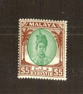 KEDAH 1950 Definitive $5.00 Green and Brown. Very lightly hinged. - 71553 - Mint