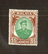 JOHORE 1949 Definitive $5.00 Green and Brown. Very lightly hinged. - 71566 - LHM