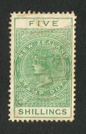 NEW ZEALAND 1895 Postal Fiscal 5/- Green in mint condition with some original gum. Perf 11. - 71607 - Mint